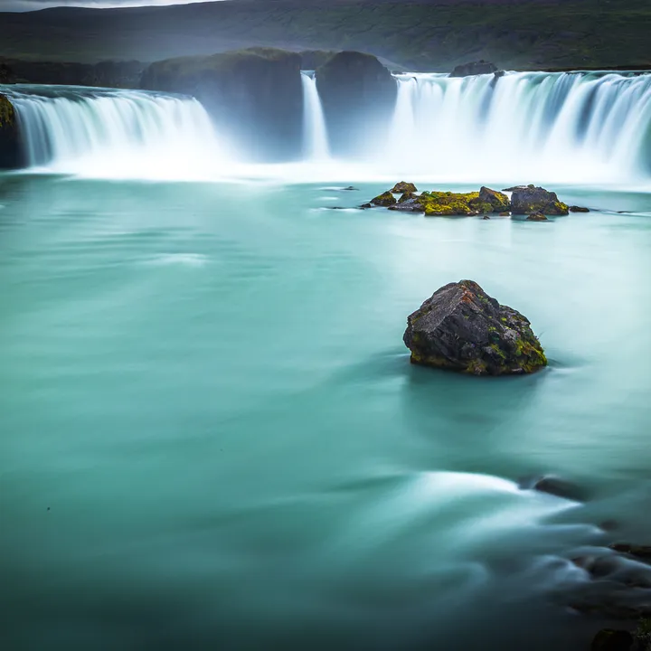 Godafoss, or waterfall of the Gods, is located on the Diamond circle in Iceland