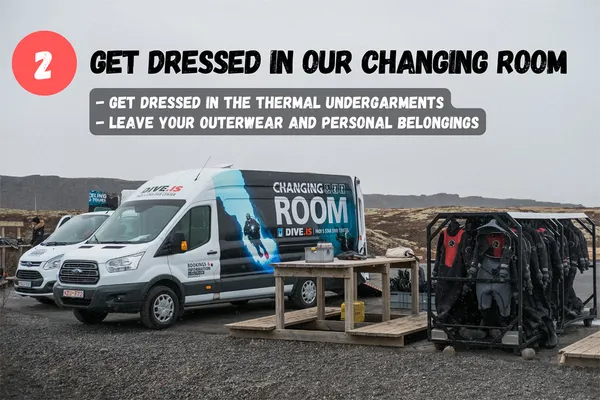 You can get dressed into the thermal undergarment and leave your belongings in our changing van.