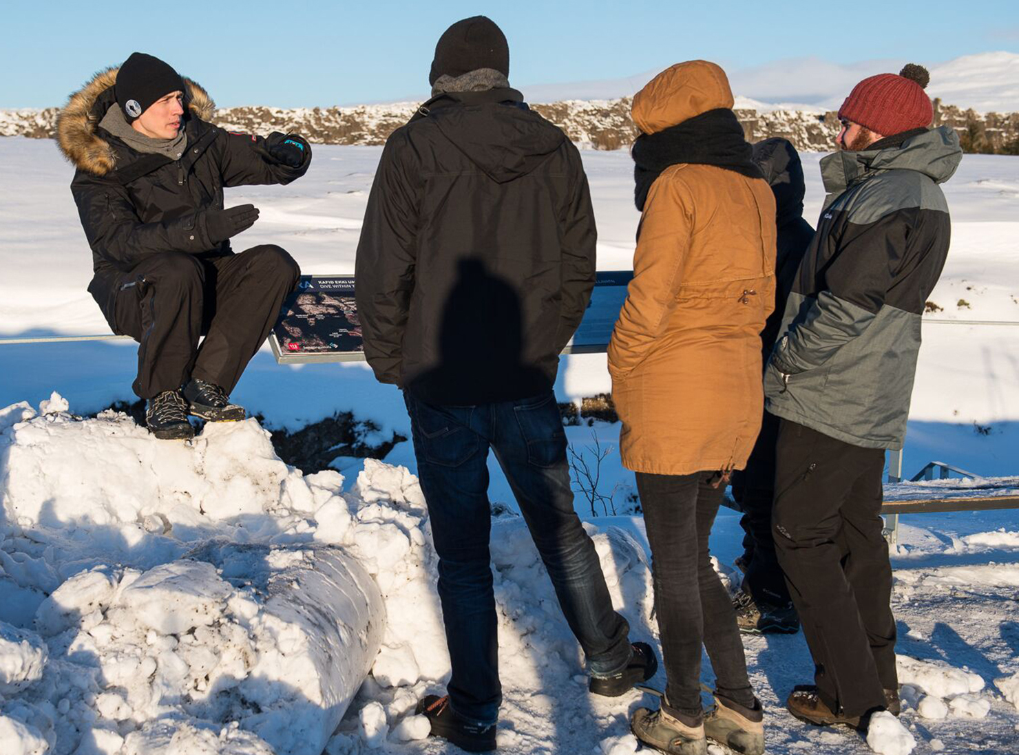 Our guide giving his customers a briefing before their snorkeling tour in Icelandic winter time