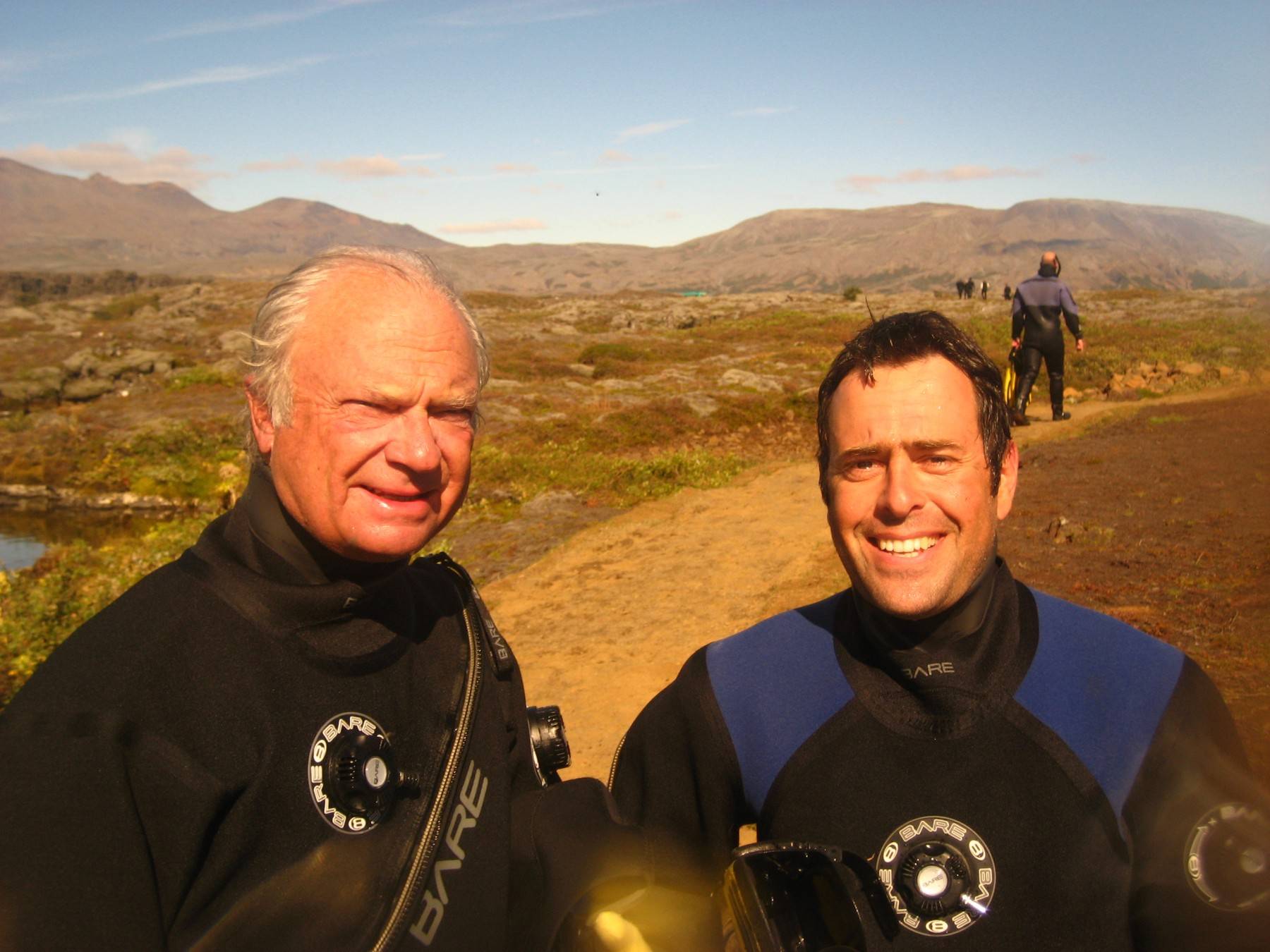 His Royal Highness Karl Gustaf, King of Sweden snorkeling in Iceland karl-gustaf-king-of-sweden-snorkeling-iceland