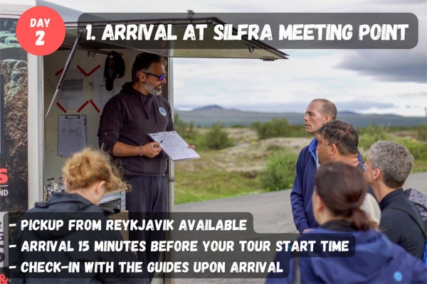 Arrive at the Silfra meeting point and check-in with your guide.