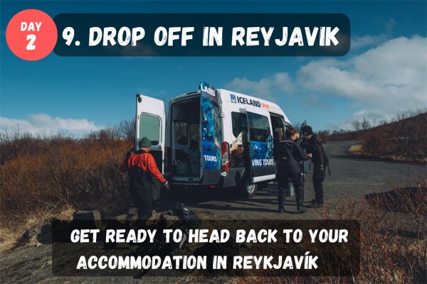 Head back to Reykjavík in the drop off van.
