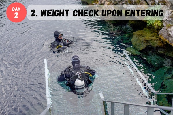 Your guide will check your weights upon entering the Silfra fissure.