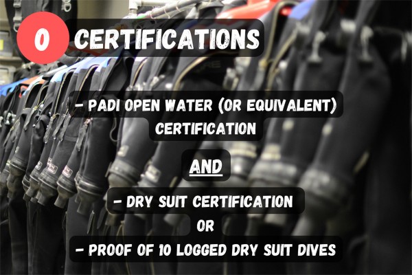 To dive Silfra, you need to have a PADI Open Water certification (or equivalent), as well as a dry suit certification.