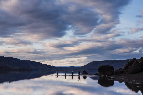 Emerging into the beautiful Lake Kleifarvatn in Reykjanes, Iceland