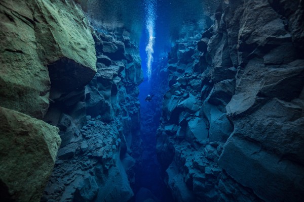 Private Silfra diver between the continents, Iceland